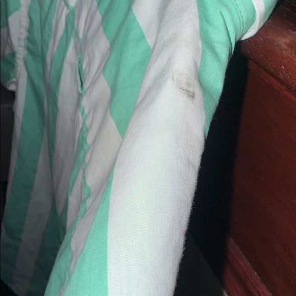 Denim & Flower Mint and White Striped Casual Shirt Size Small Preppy Retro Top - Picture 3 of 5